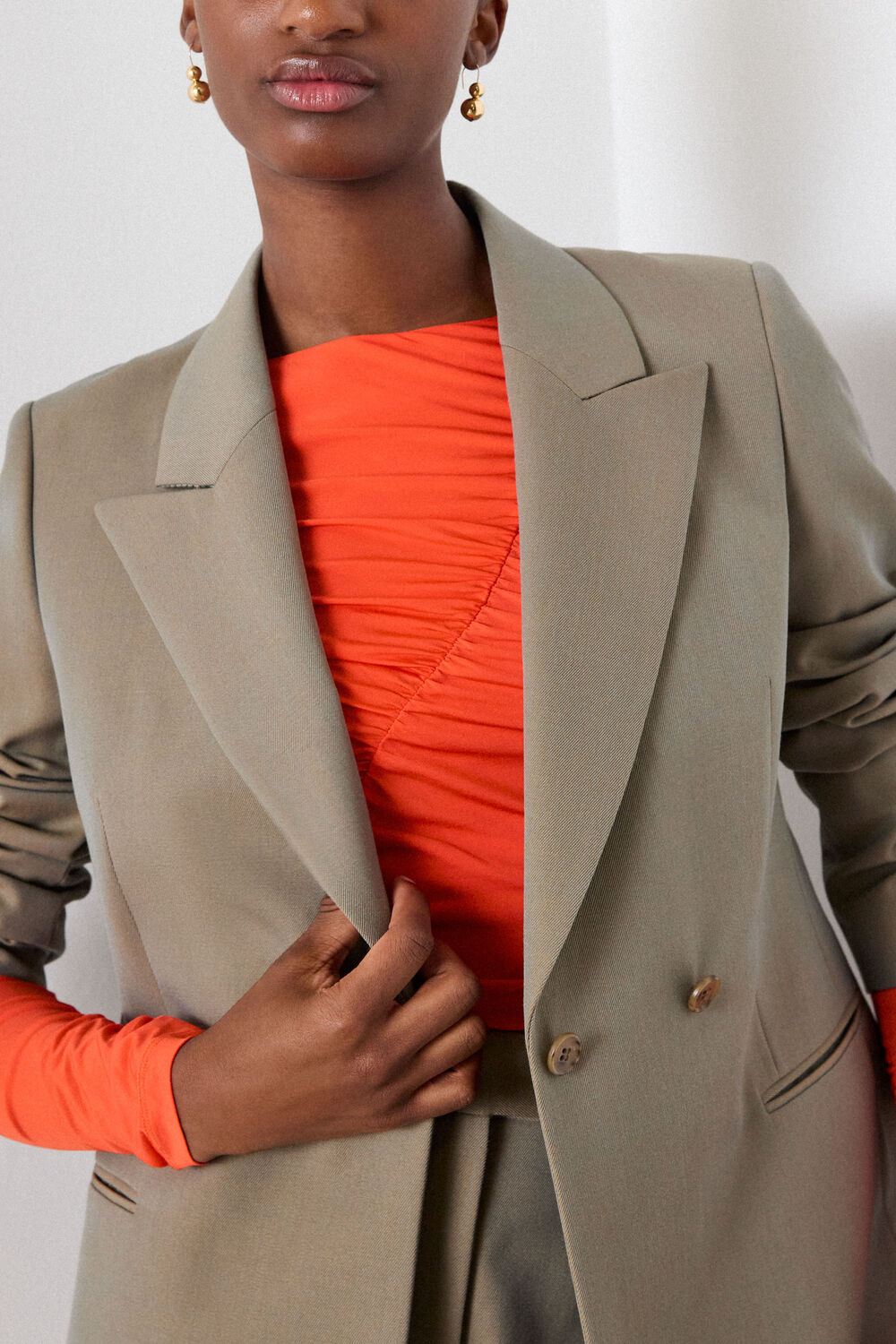 Taupe Double Breasted Blazer