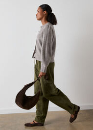 Wool Mix Puff Sleeve Cardigan