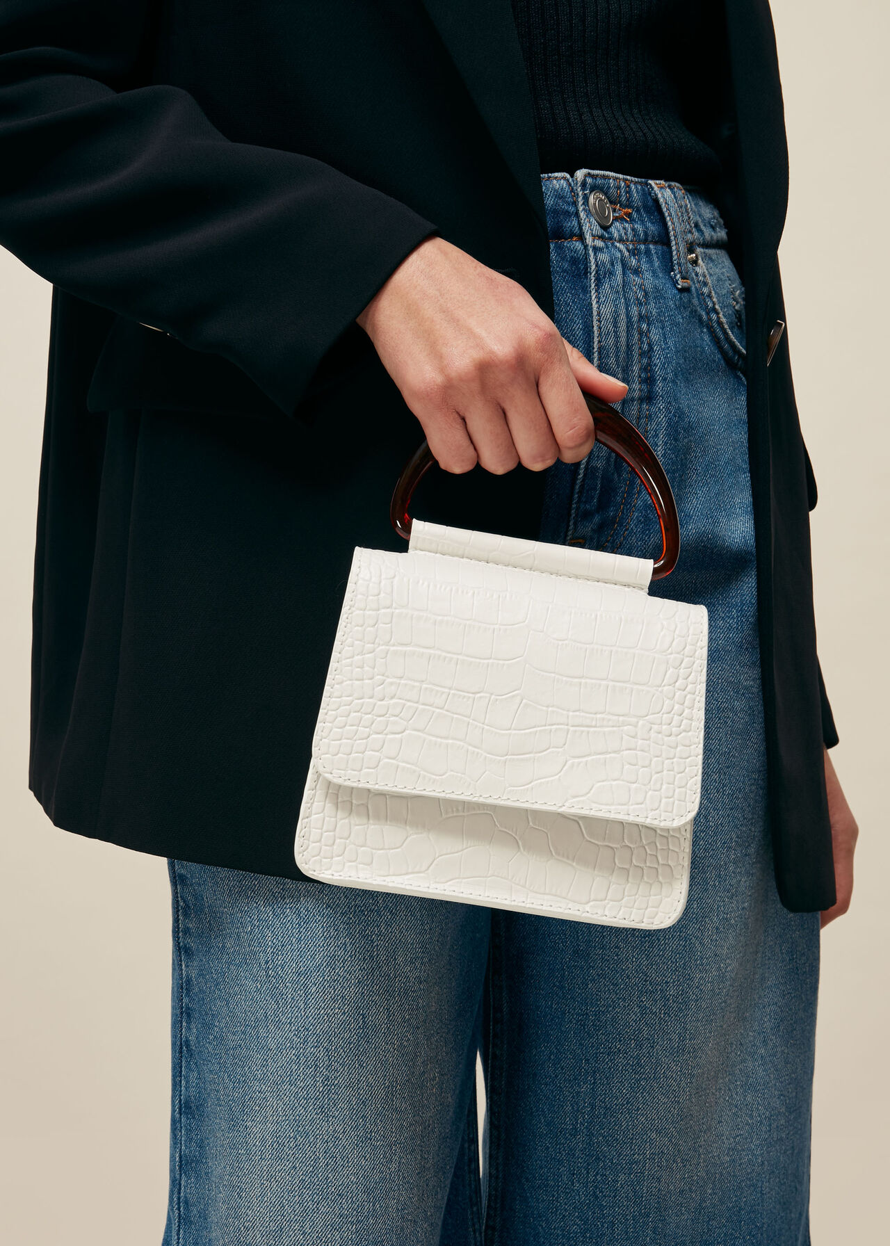 White Rosina Mini Resin Handle Bag WHISTLES