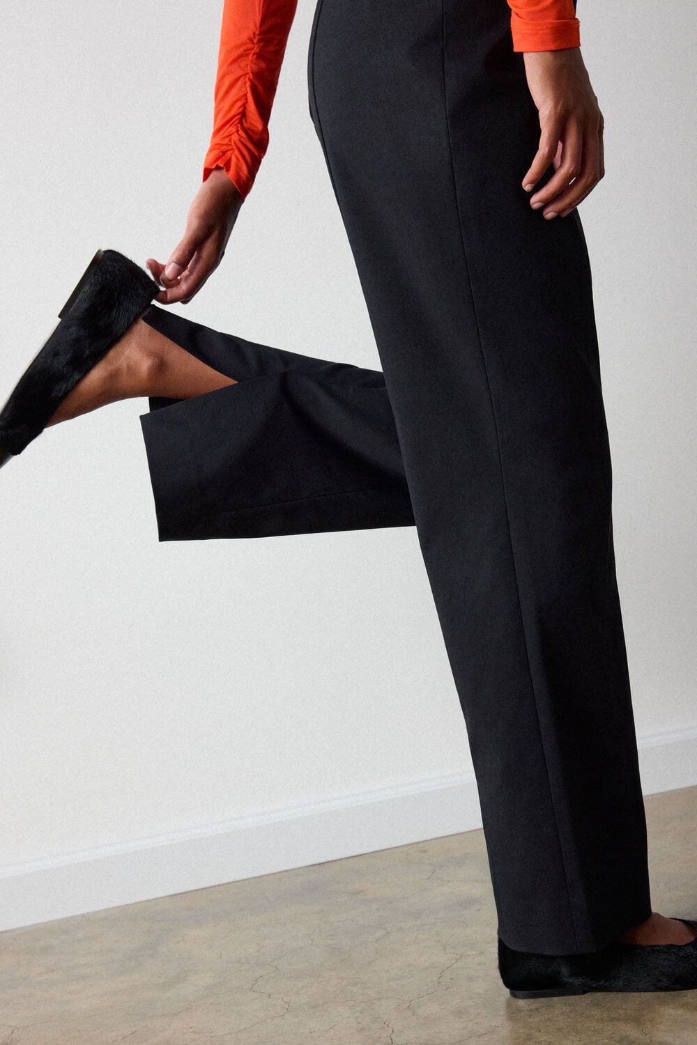Black High Rise Kick Flare Trouser