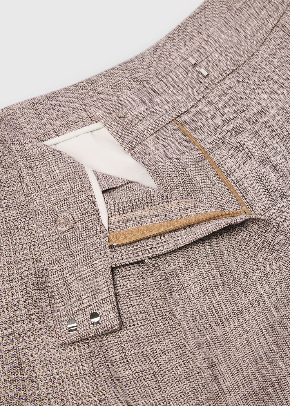 Check Pleat Wide Leg Trouser