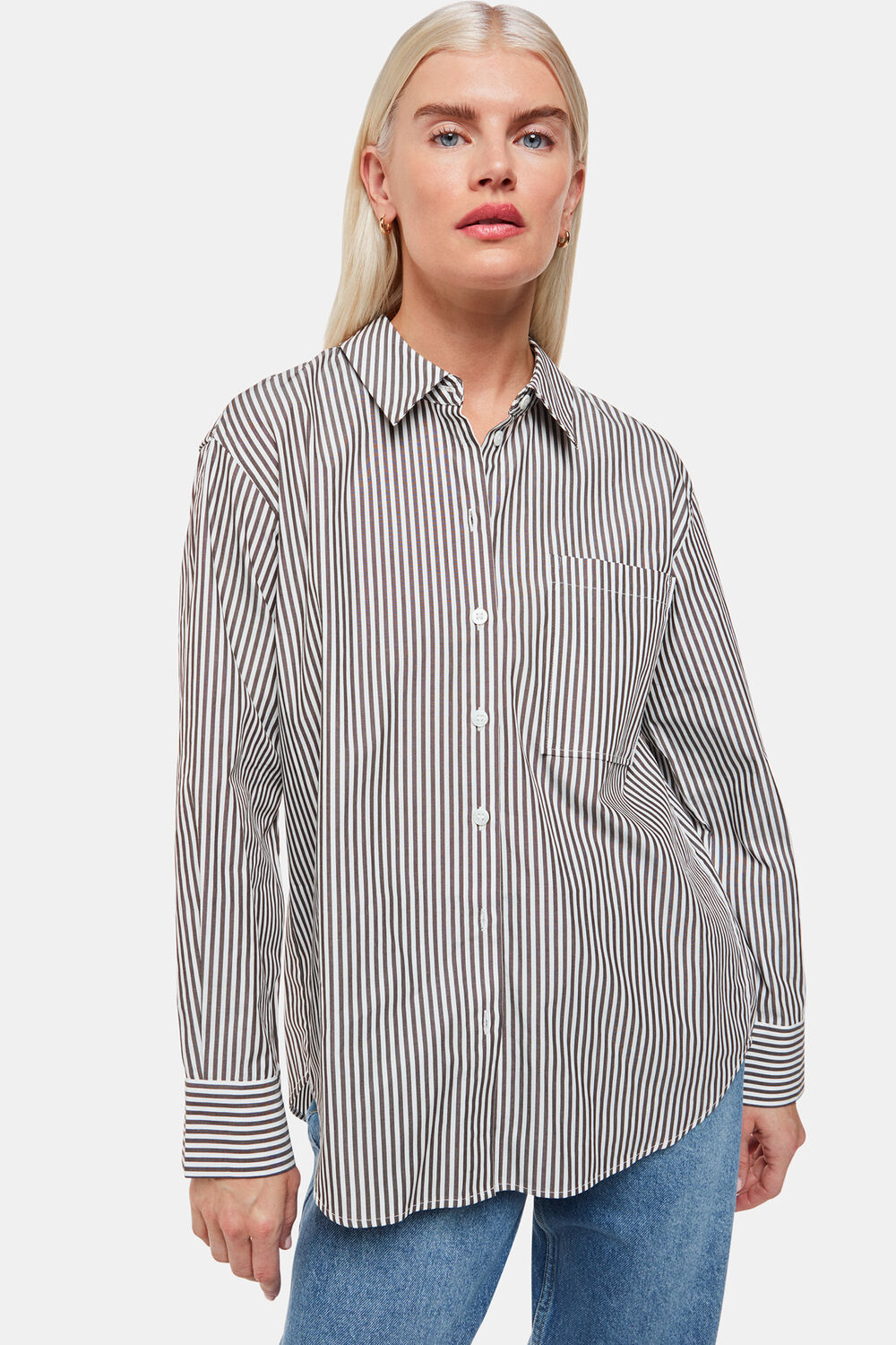 Petite Stripe Relaxed Fit Shirt