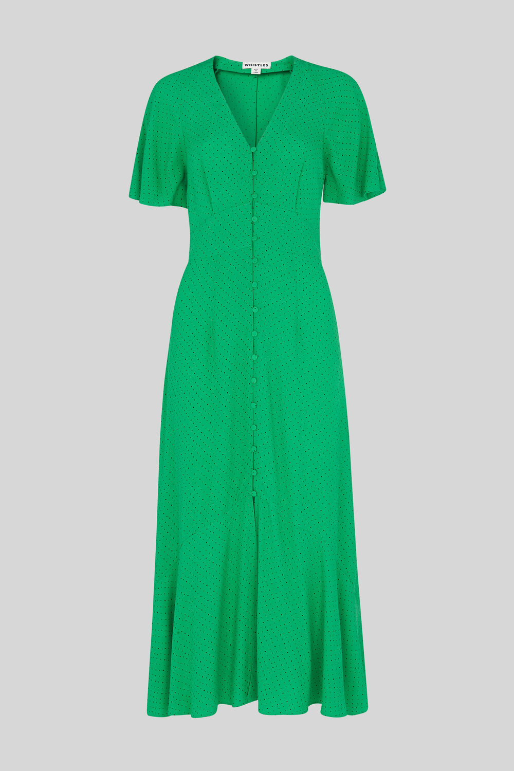 Micro Spot Button Dress Green/Multi