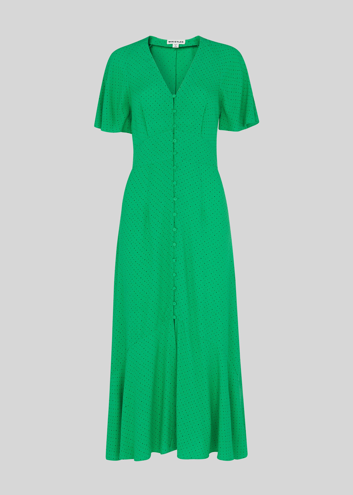 Green/Multi Micro Spot Button Dress WHISTLES