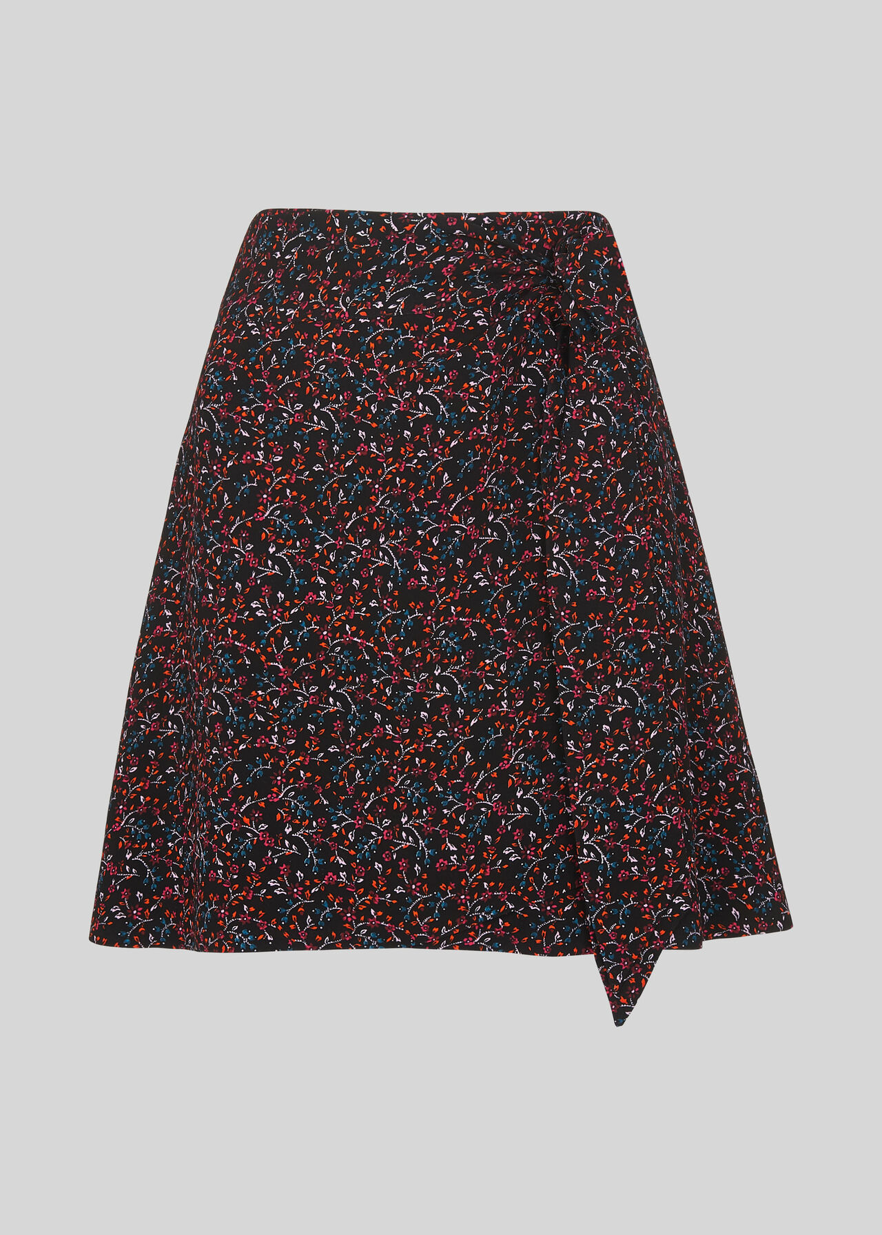 Starflower Print Wrap Skirt Black/Multi