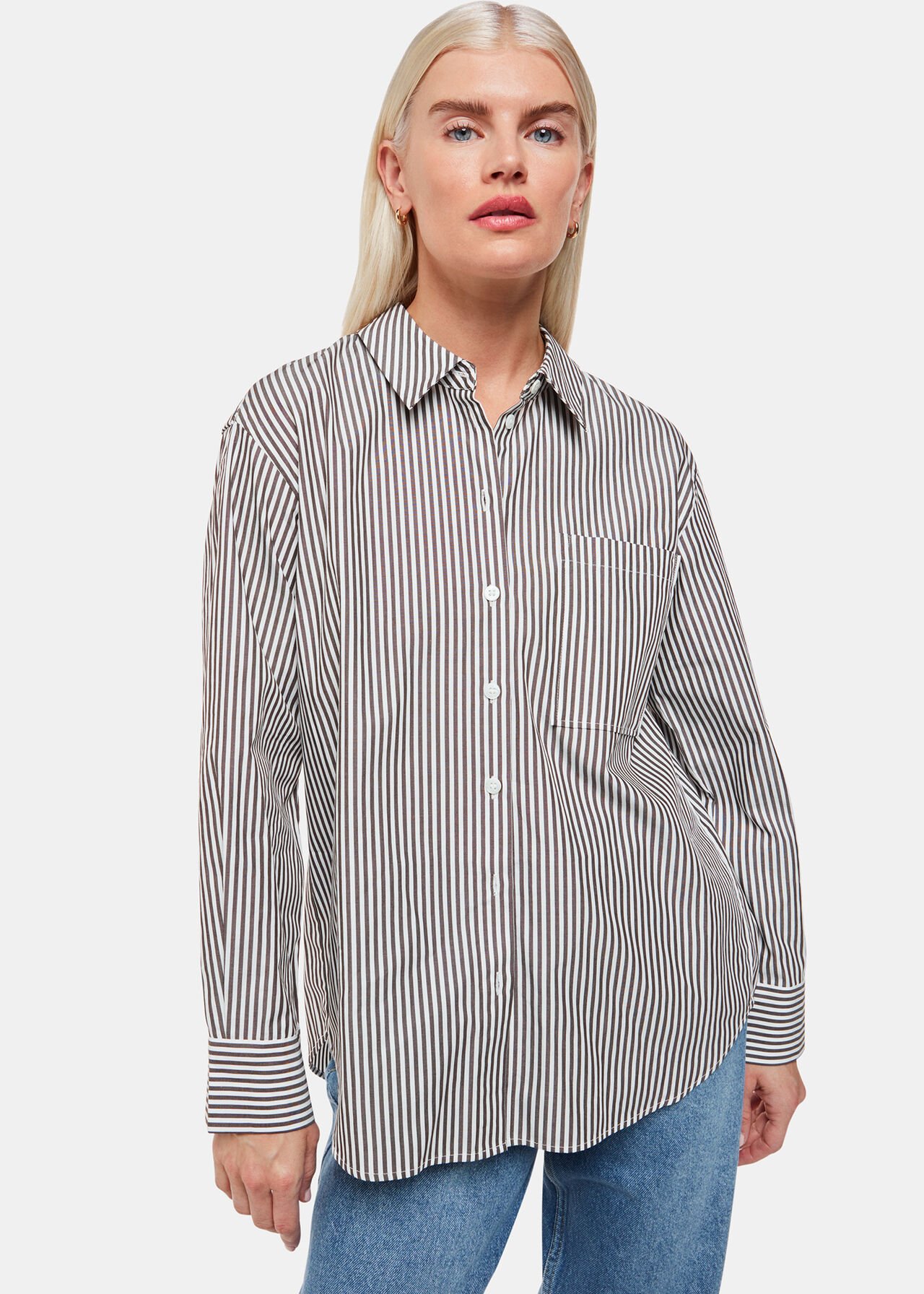 Petite Stripe Relaxed Fit Shirt