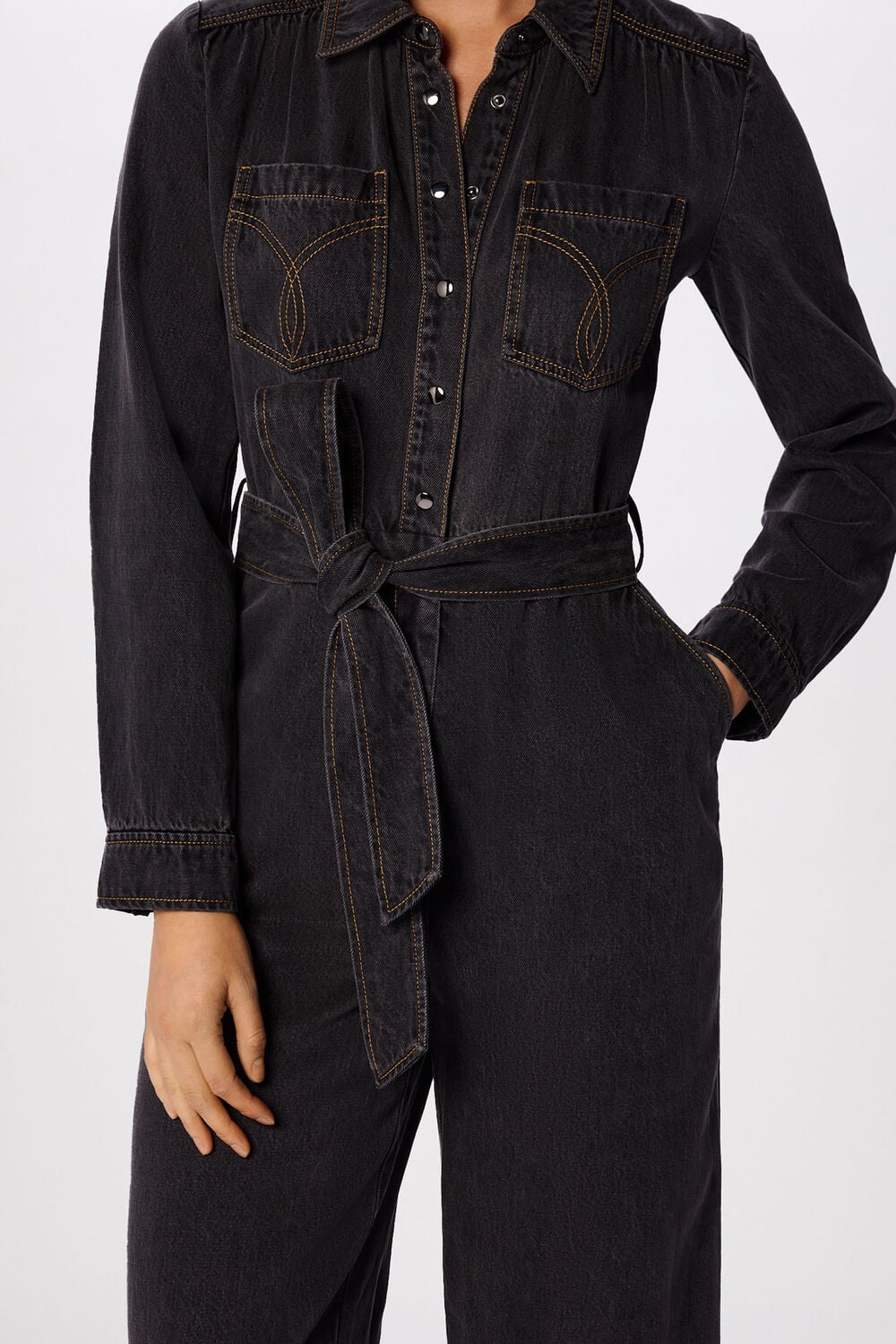 Cotton Blend Denim Jumpsuit