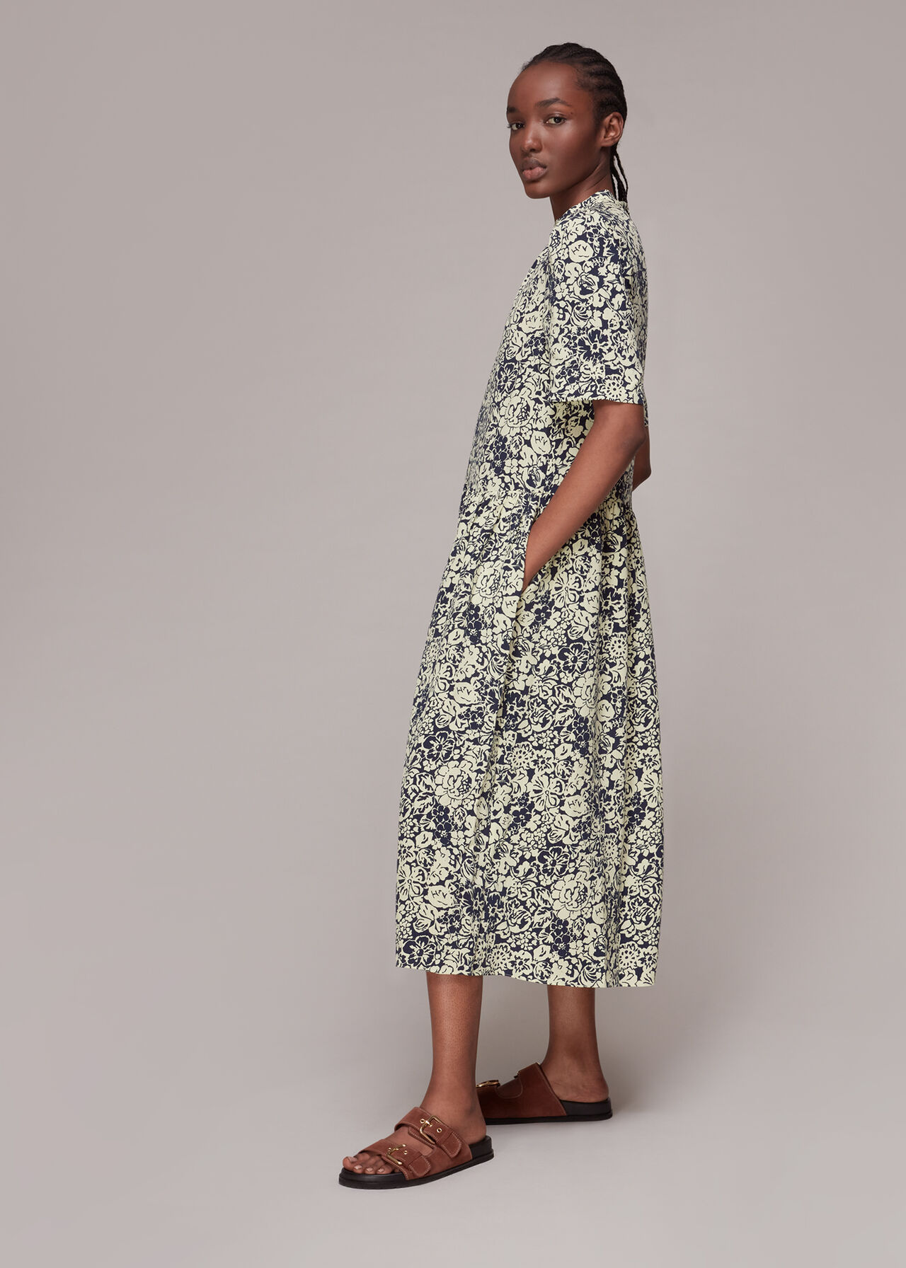 Graphic Floral Trapeze Dress