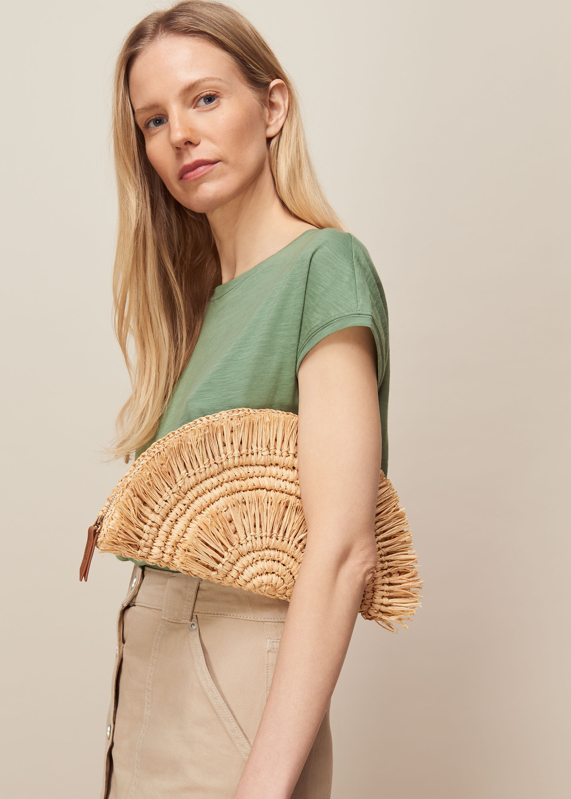 Whistles online straw clutch