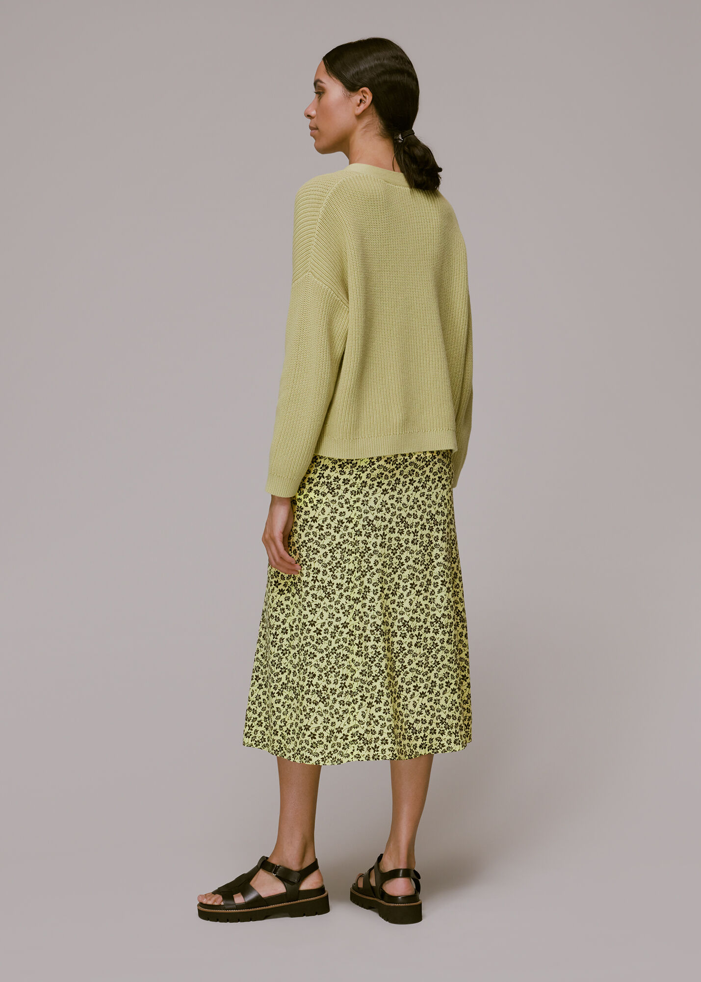 Warehouse khaki animal print midi skirt sales