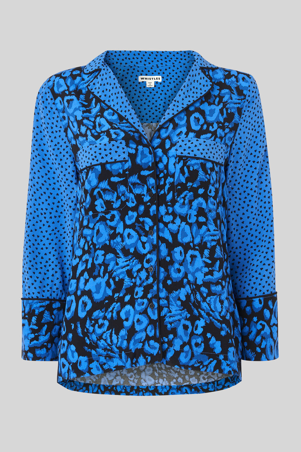 Jungle Cat Print Pyjama Shirt Blue/Multi