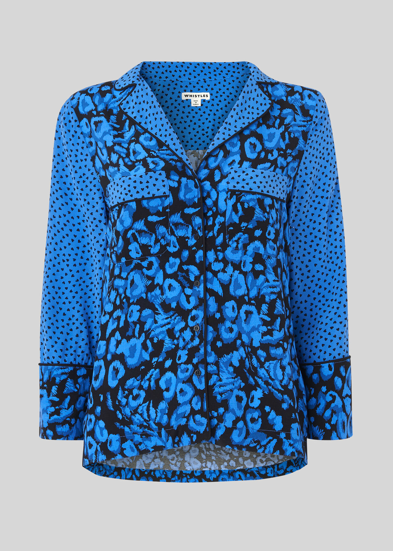 Jungle Cat Print Pyjama Shirt Blue/Multi