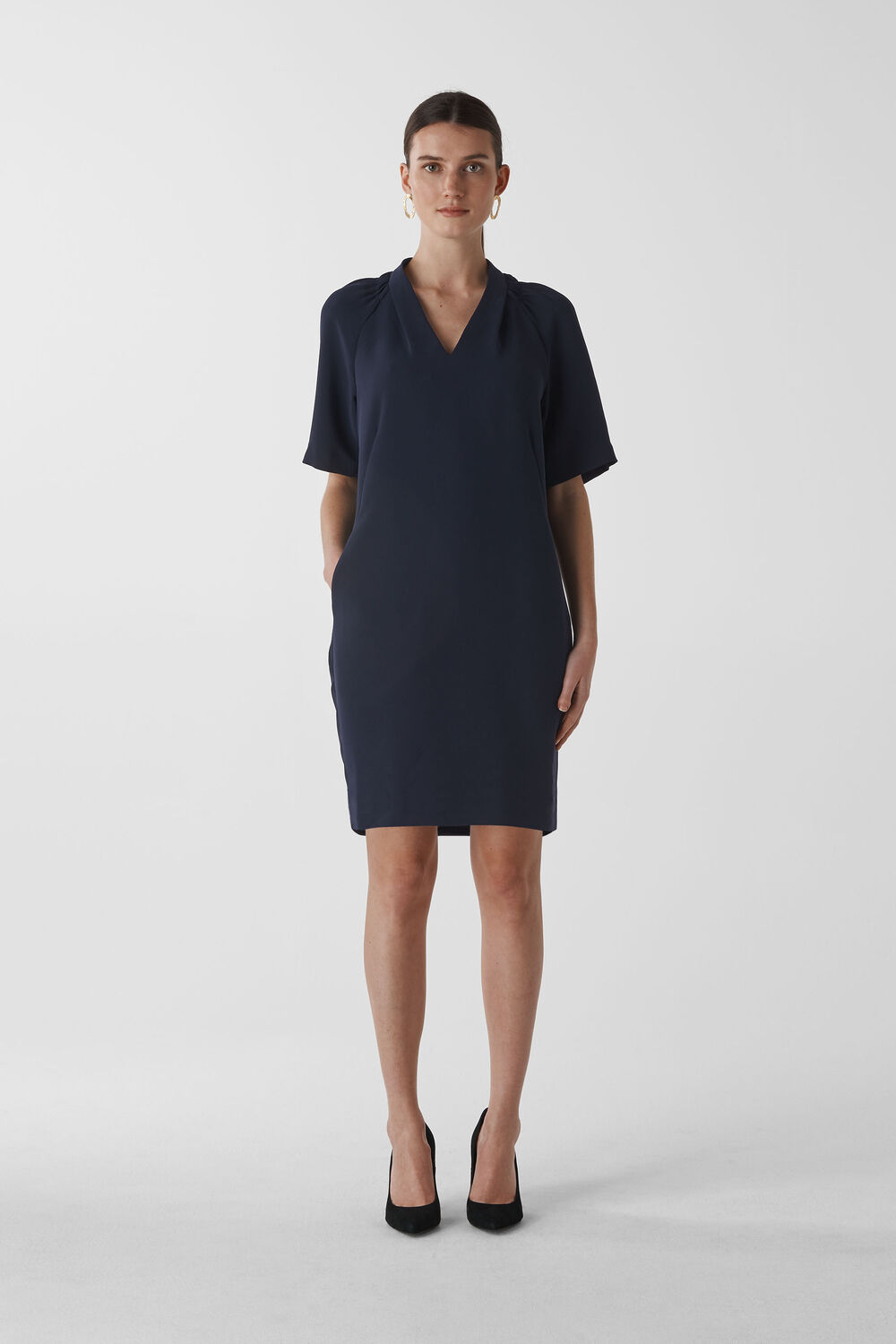 Devyn Crepe Dress Navy