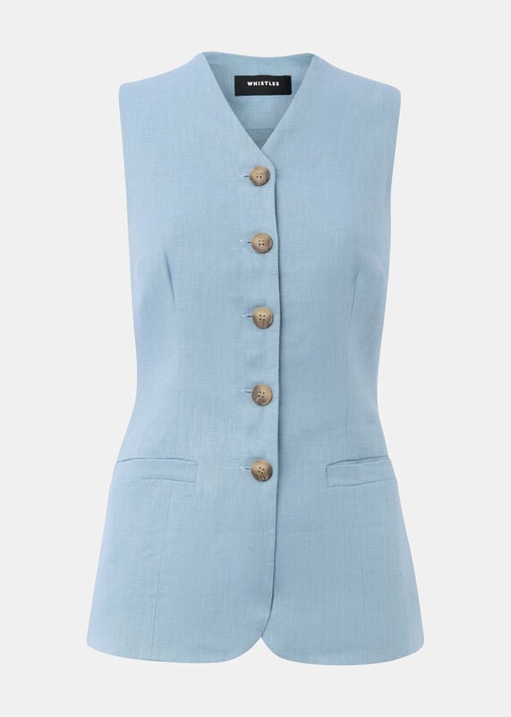 Pale Blue Molly Linen Waistcoat