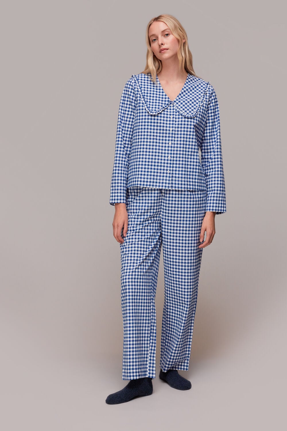 Blue Gingham Collar Pyjamas