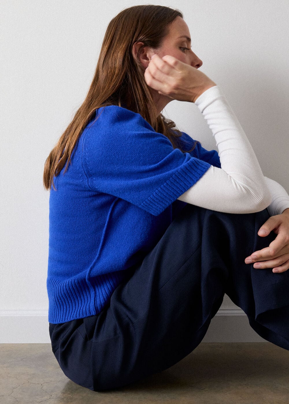 Blue Wool Knitted Tee