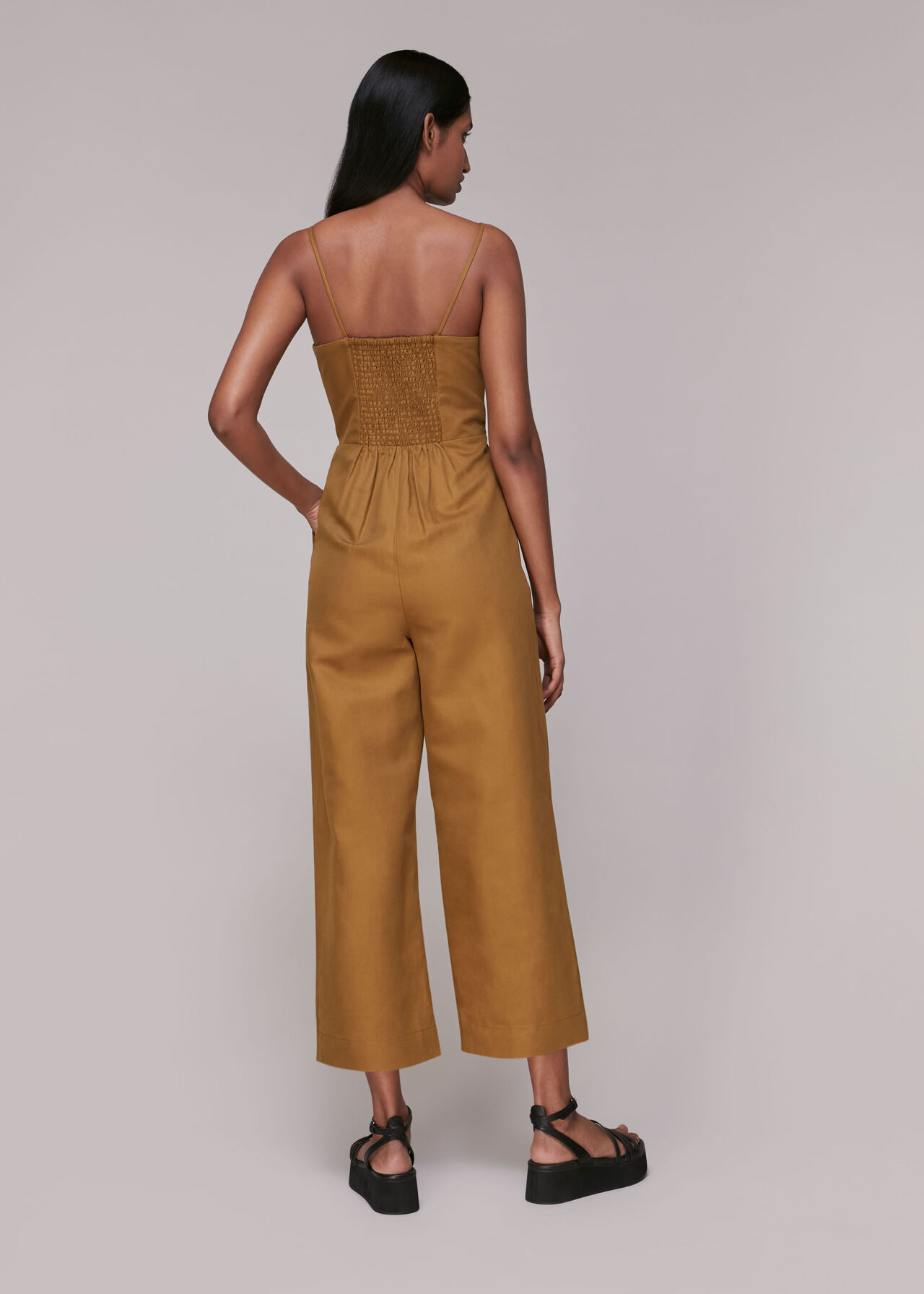 Zip Detail Linen Jumpsuit