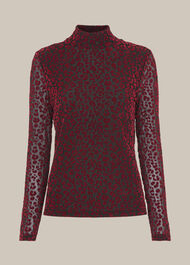 Flocked Animal Mesh Top