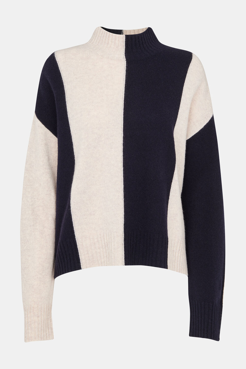 Vertical Stripe Funnel neck