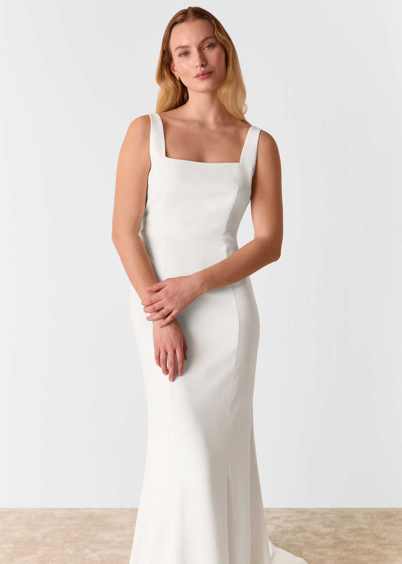 Mia Square Neck Wedding Dress Ivory