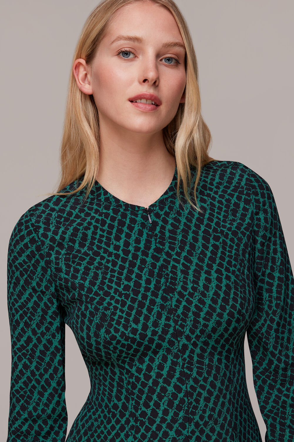 Brushed Geo Print Midi Dress
