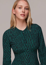 Brushed Geo Print Midi Dress