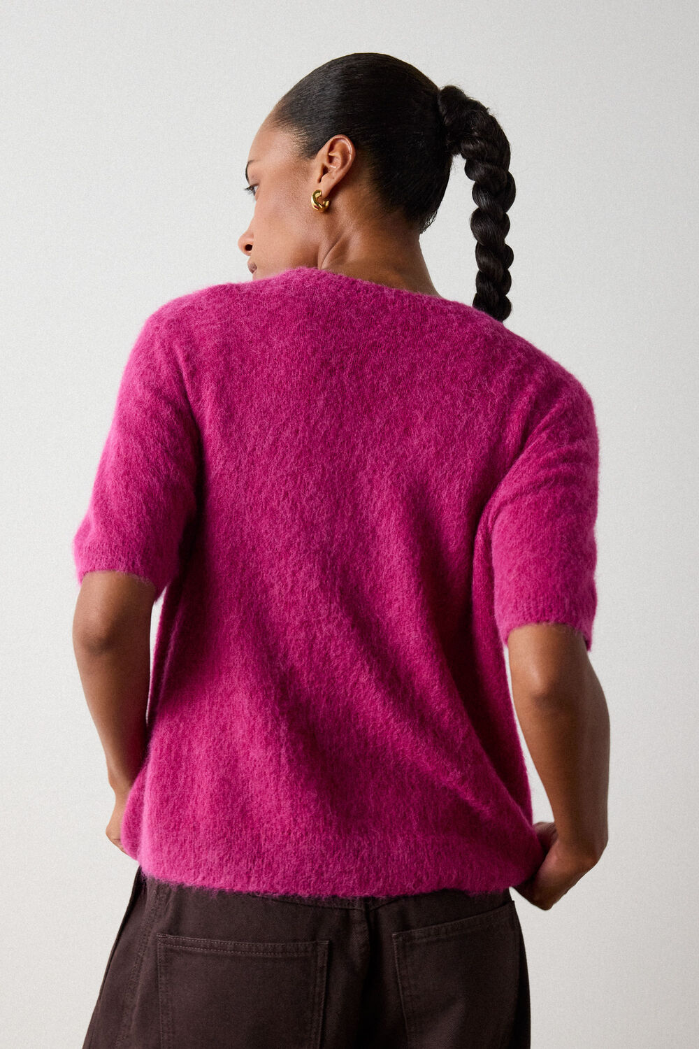 Pink Alpaca Mix Knitted Tee