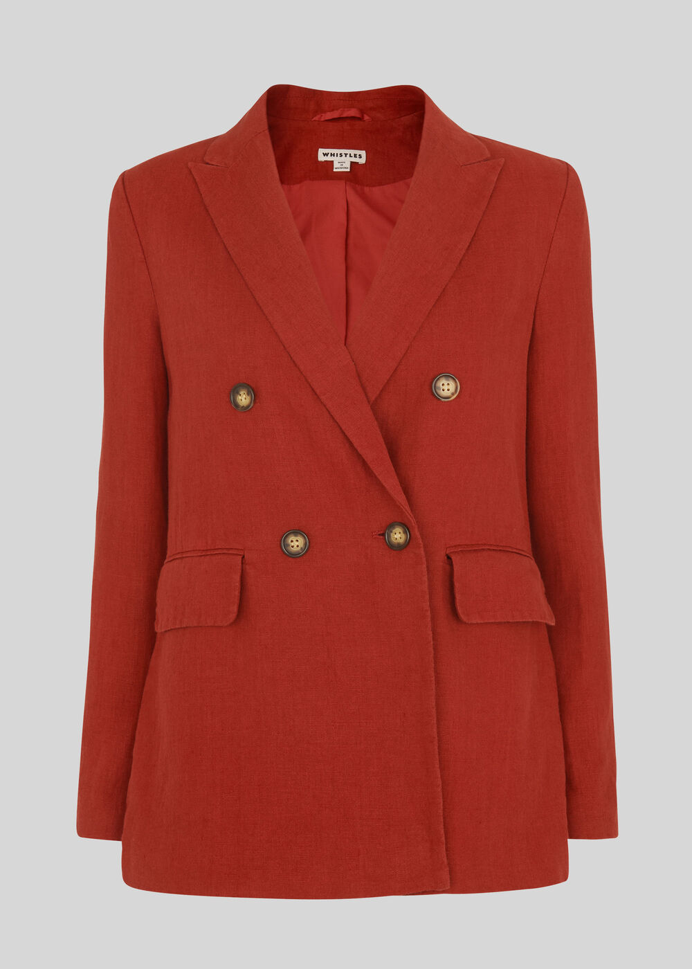Linen Double Breasted Blazer Rust