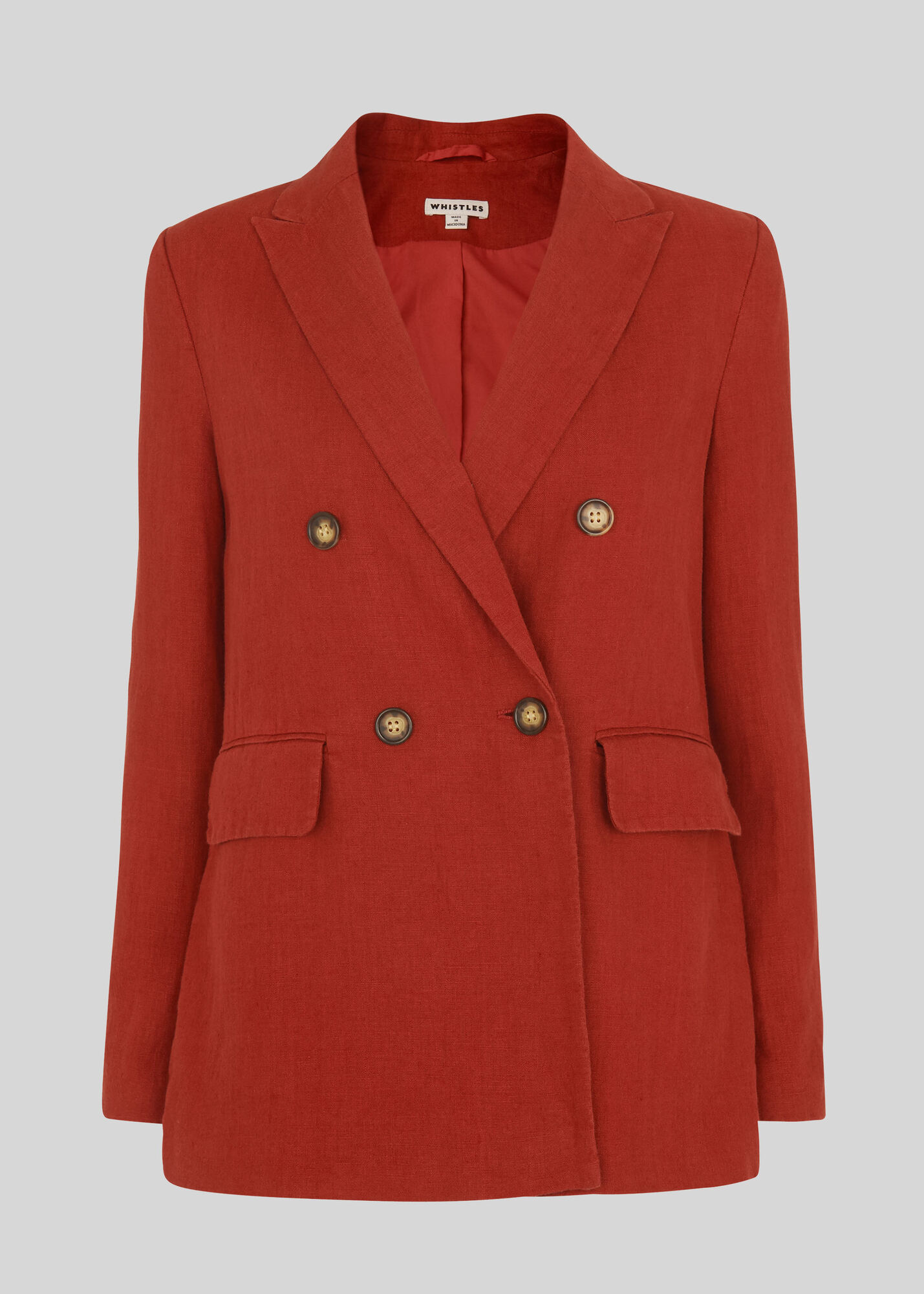 Rust Linen Double Breasted Blazer WHISTLES