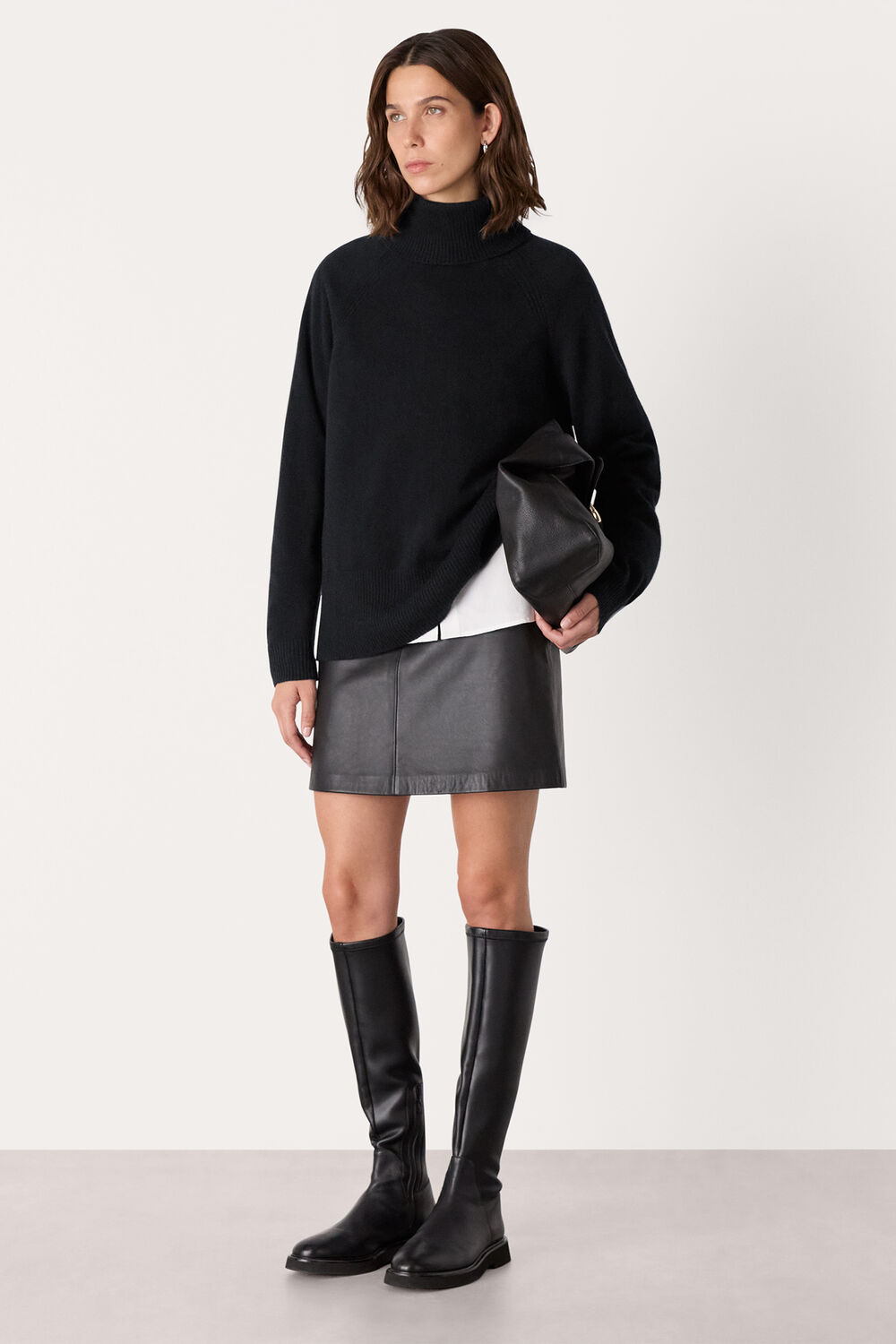 Black Cashmere Roll Neck