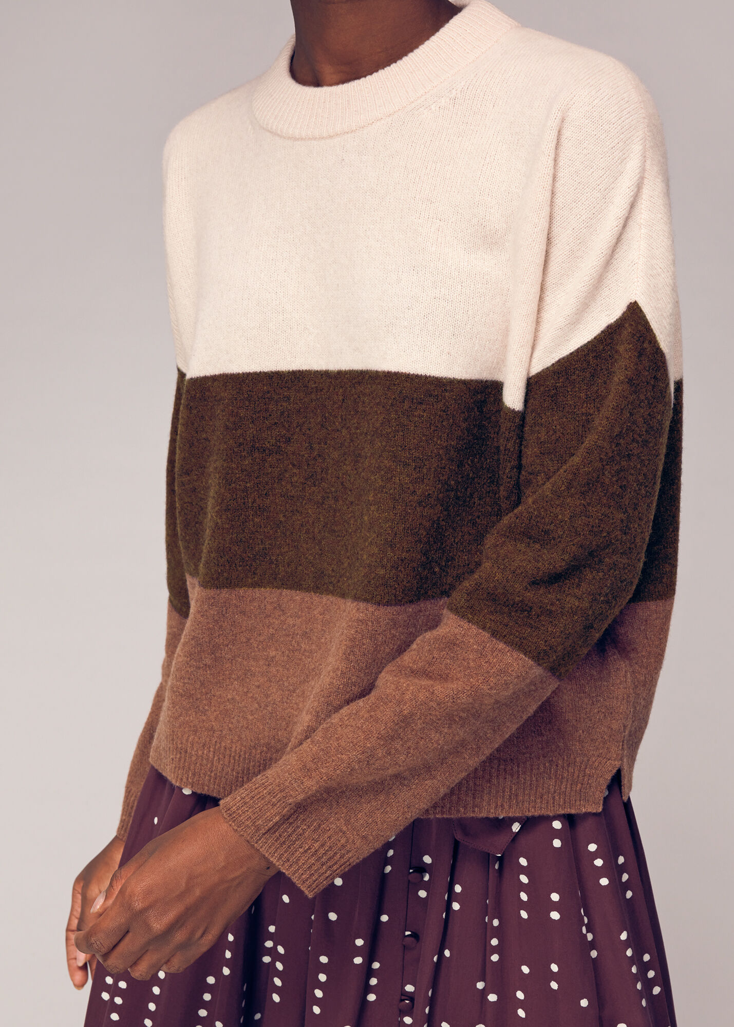 Brown Stripe Knitted Wool Sweater WHISTLES Whistles UK