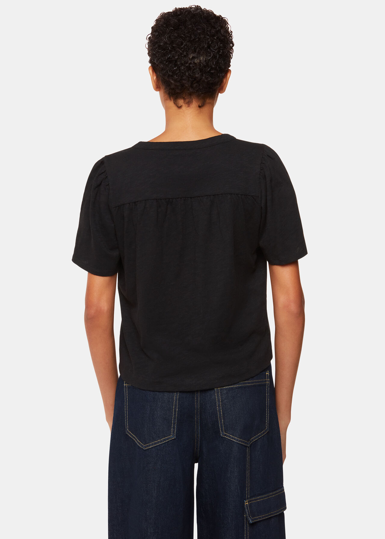 Maeve V Neck Button Front Tee