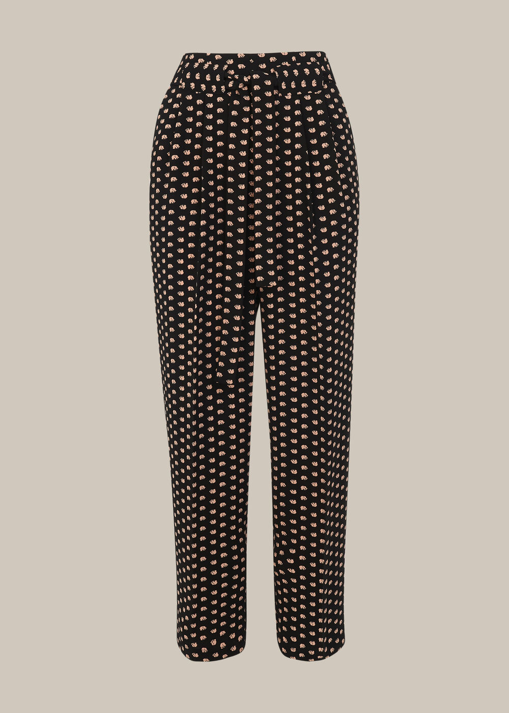 Elephant Print Crepe Trouser Black/Multi