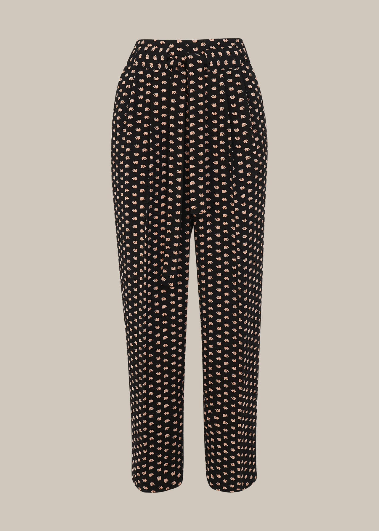 Elephant Print Crepe Trouser Black/Multi