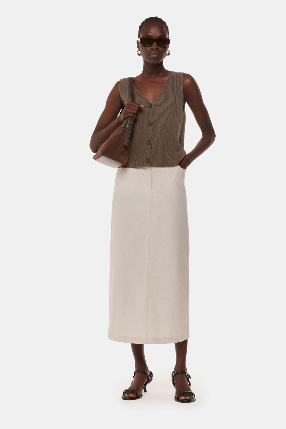 Button Front V Neck Tank