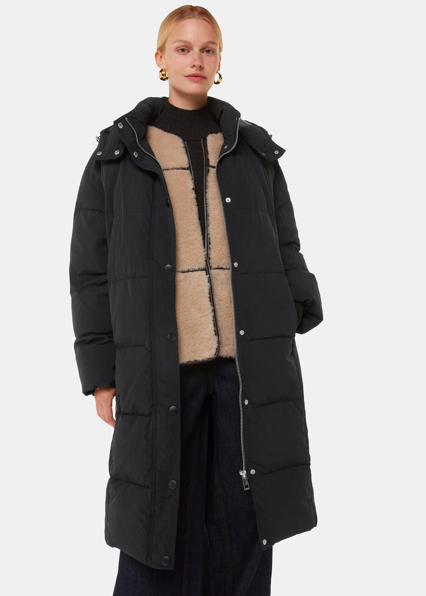 Black Una Puffa Coat WHISTLES Whistles UK