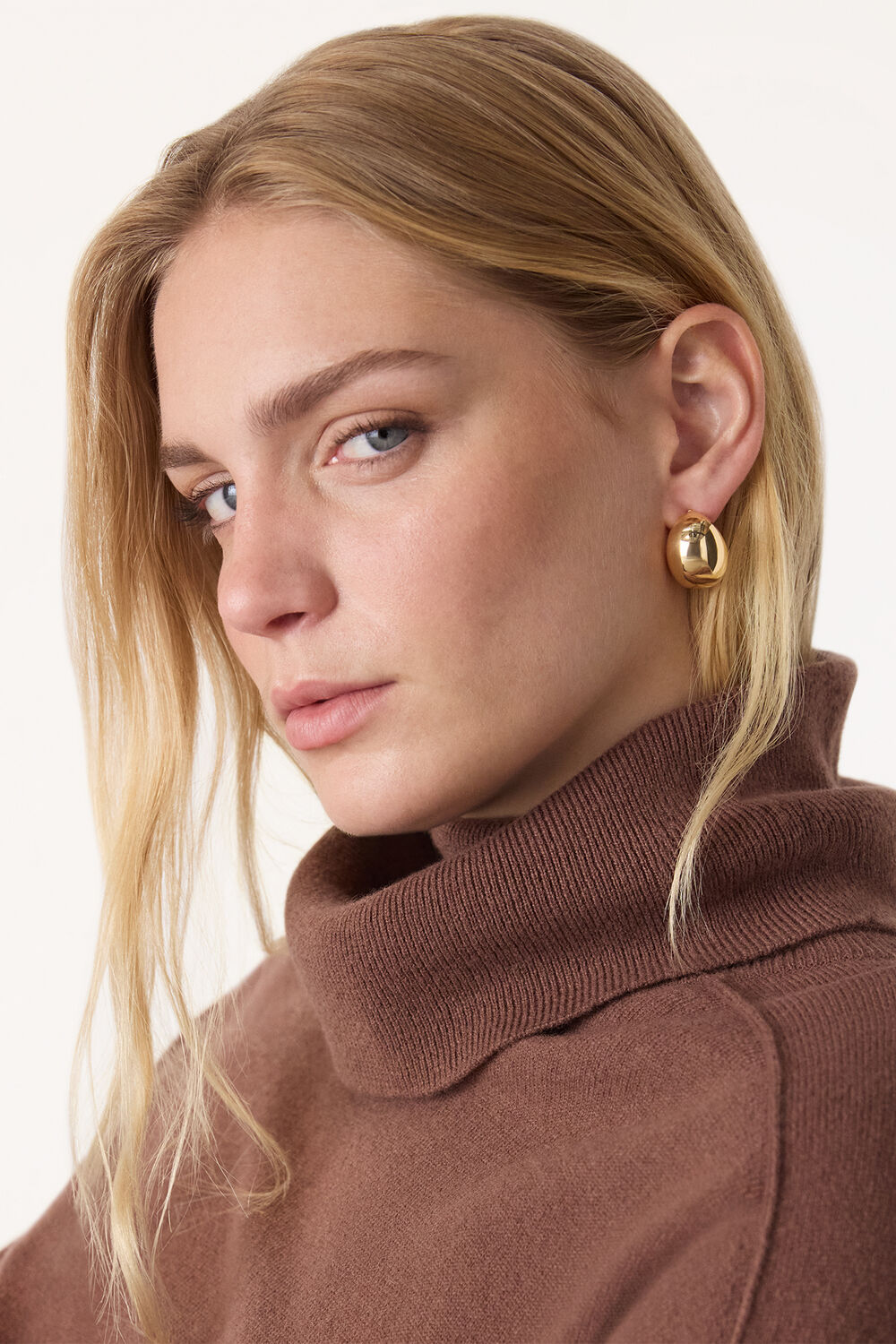 Gold Chunky Curved Stud Earring
