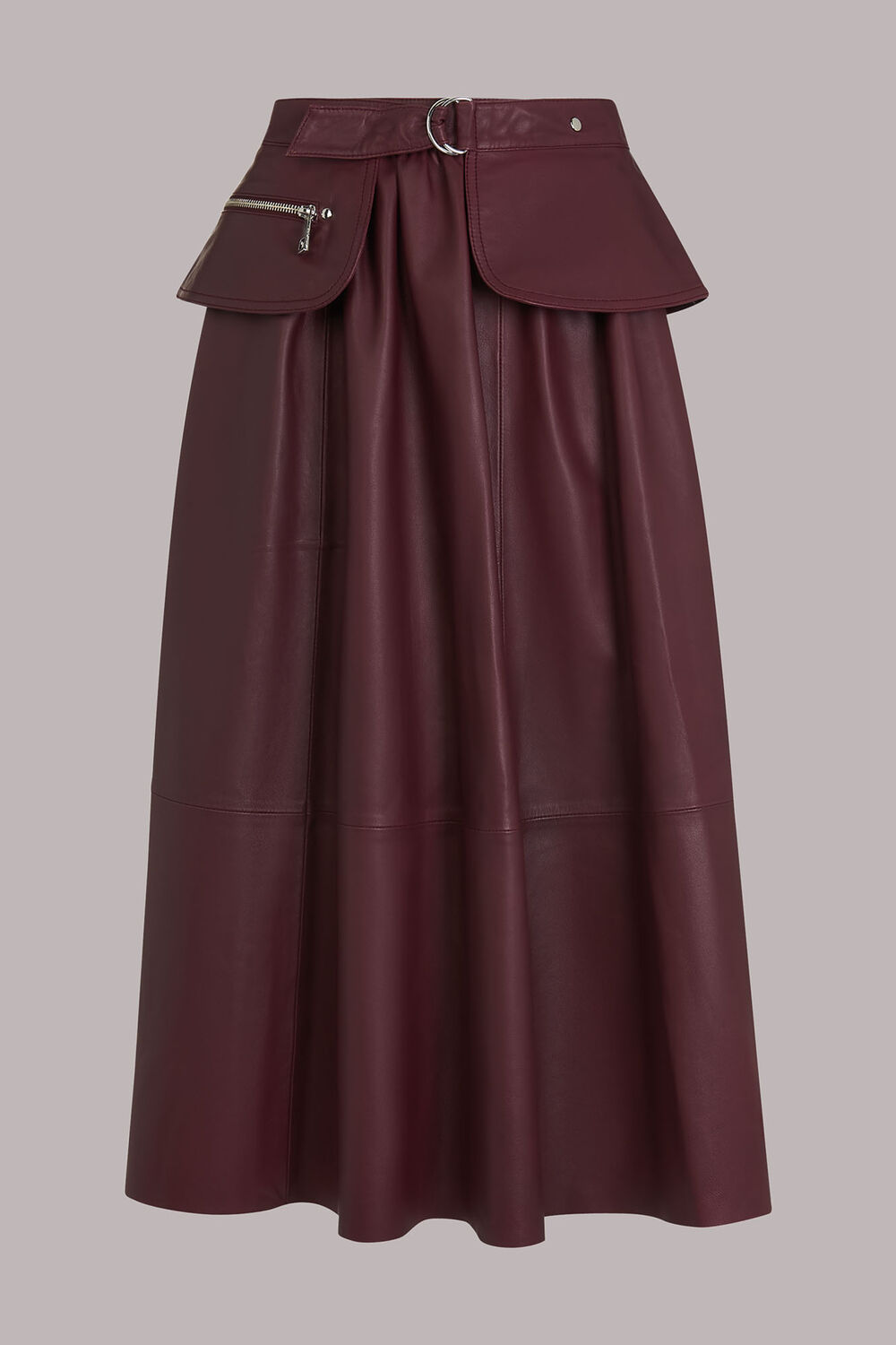 Belt Detail Leather Skirt