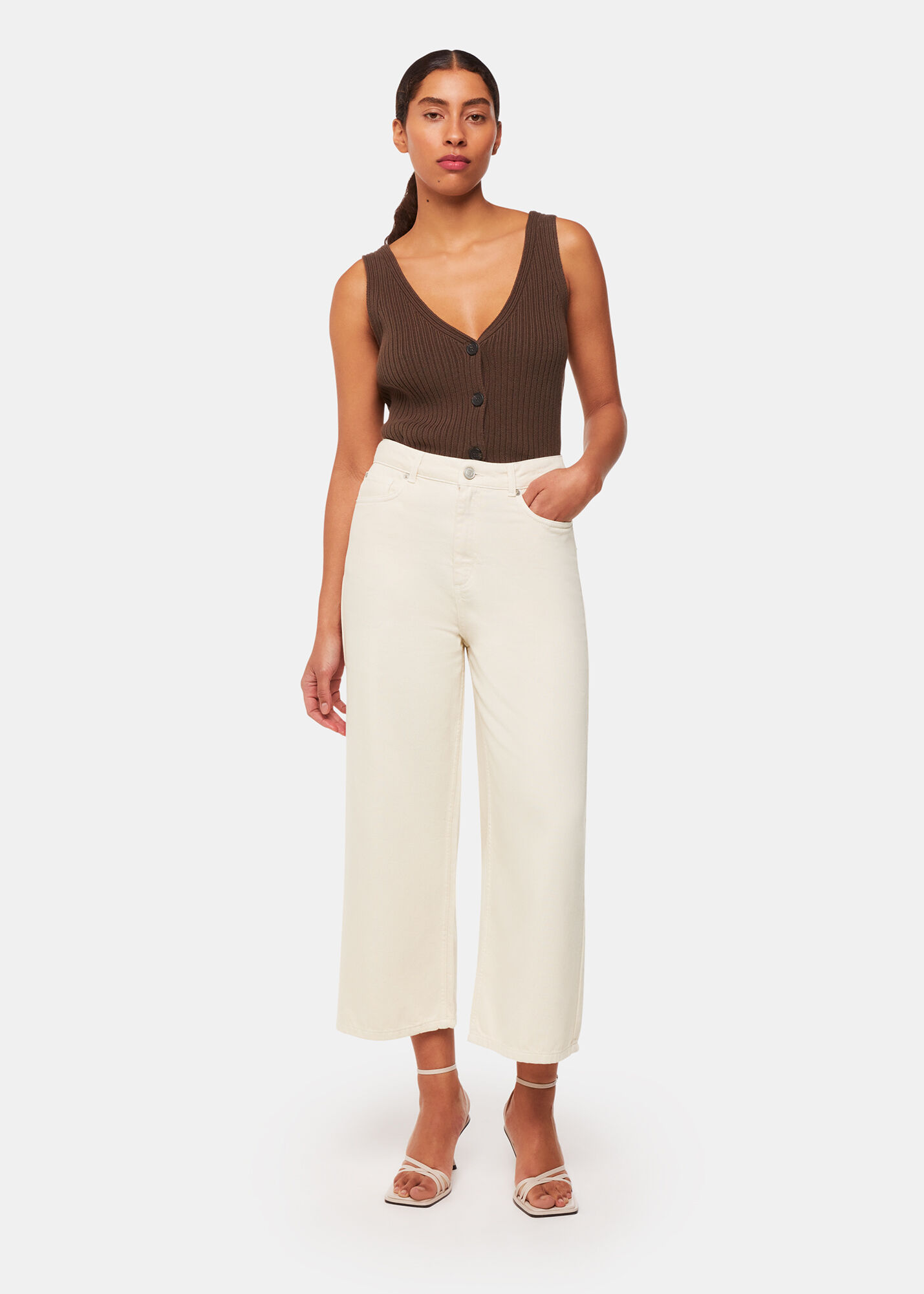 White wide leg crop jeans on sale