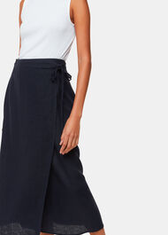 Linen Wrap Midi Skirt