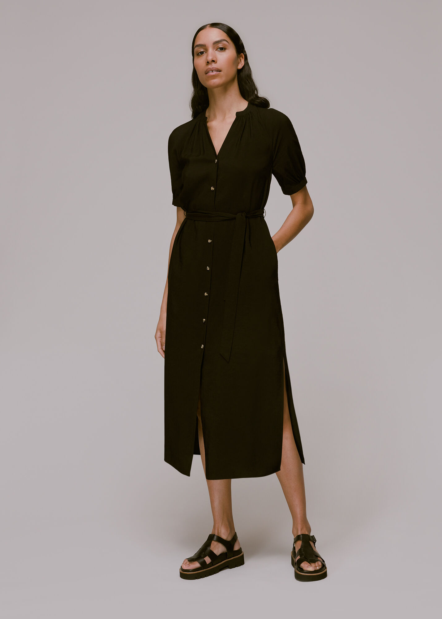 Black Olivia Midi Dress WHISTLES