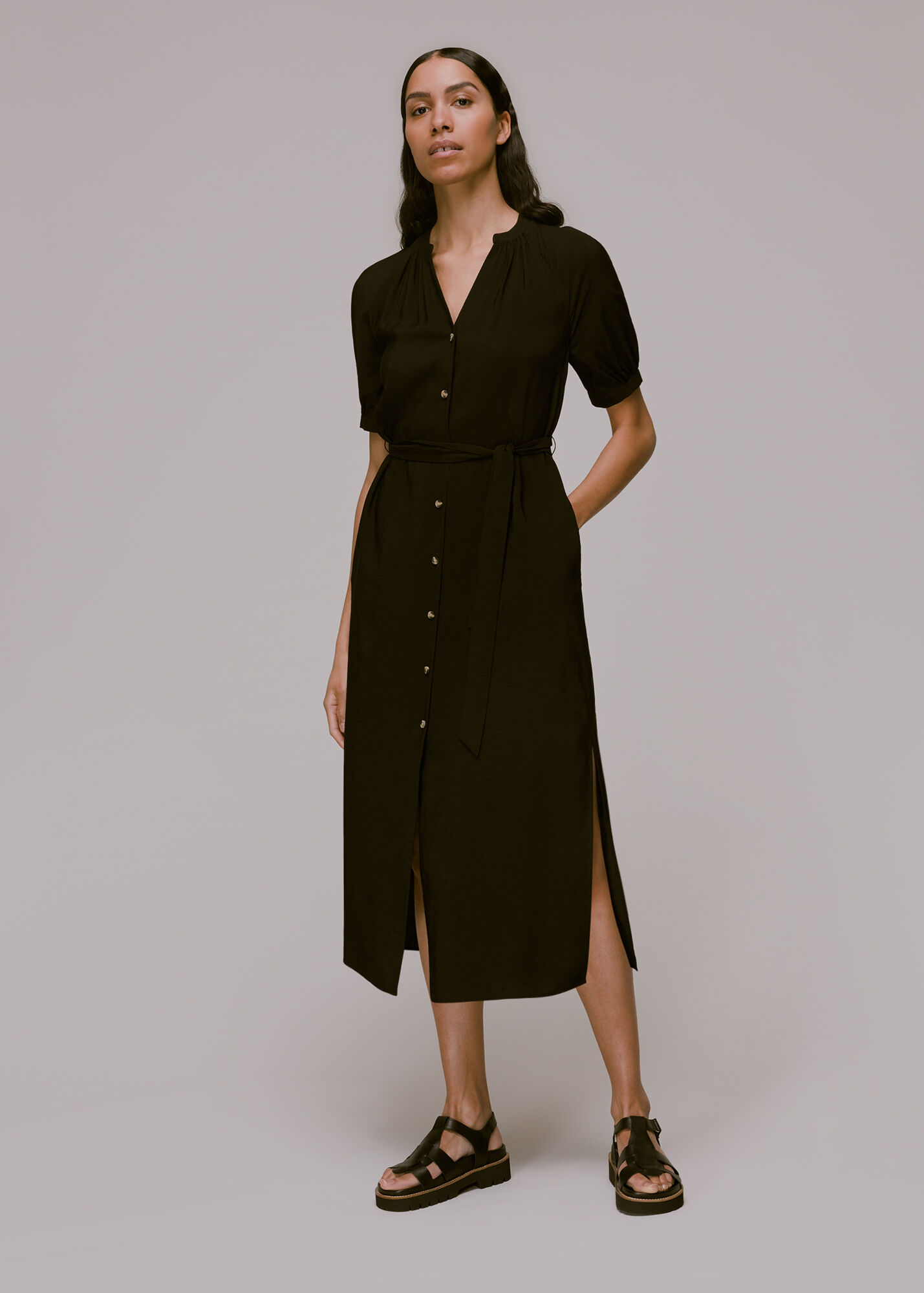 Wilisa Long Sleeves Streamer Midi Dress
