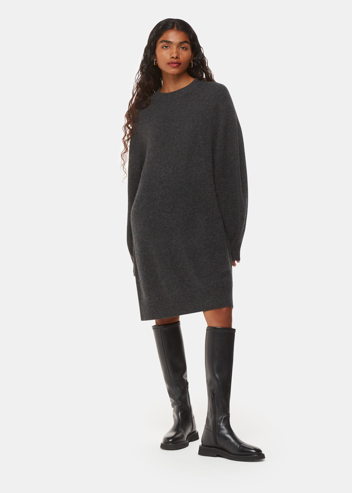 Women's Petite Grey Wool Sweater Dress | Whistles US |