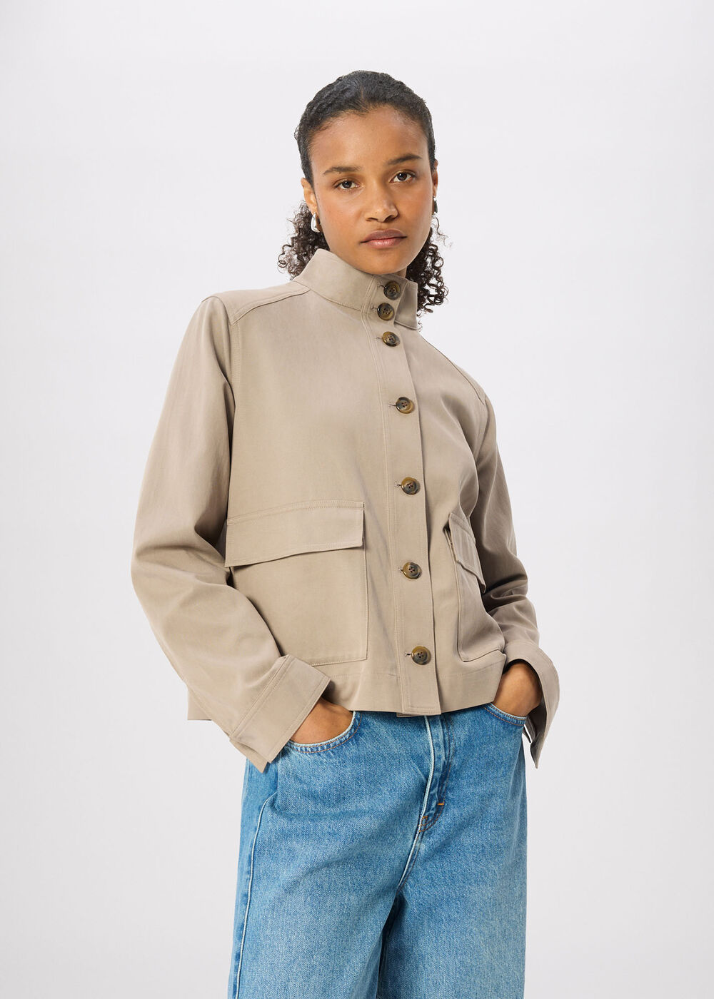 Funnel Neck Cotton Jacket
