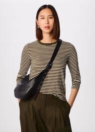 Stripe Crew Neck Pocket Top