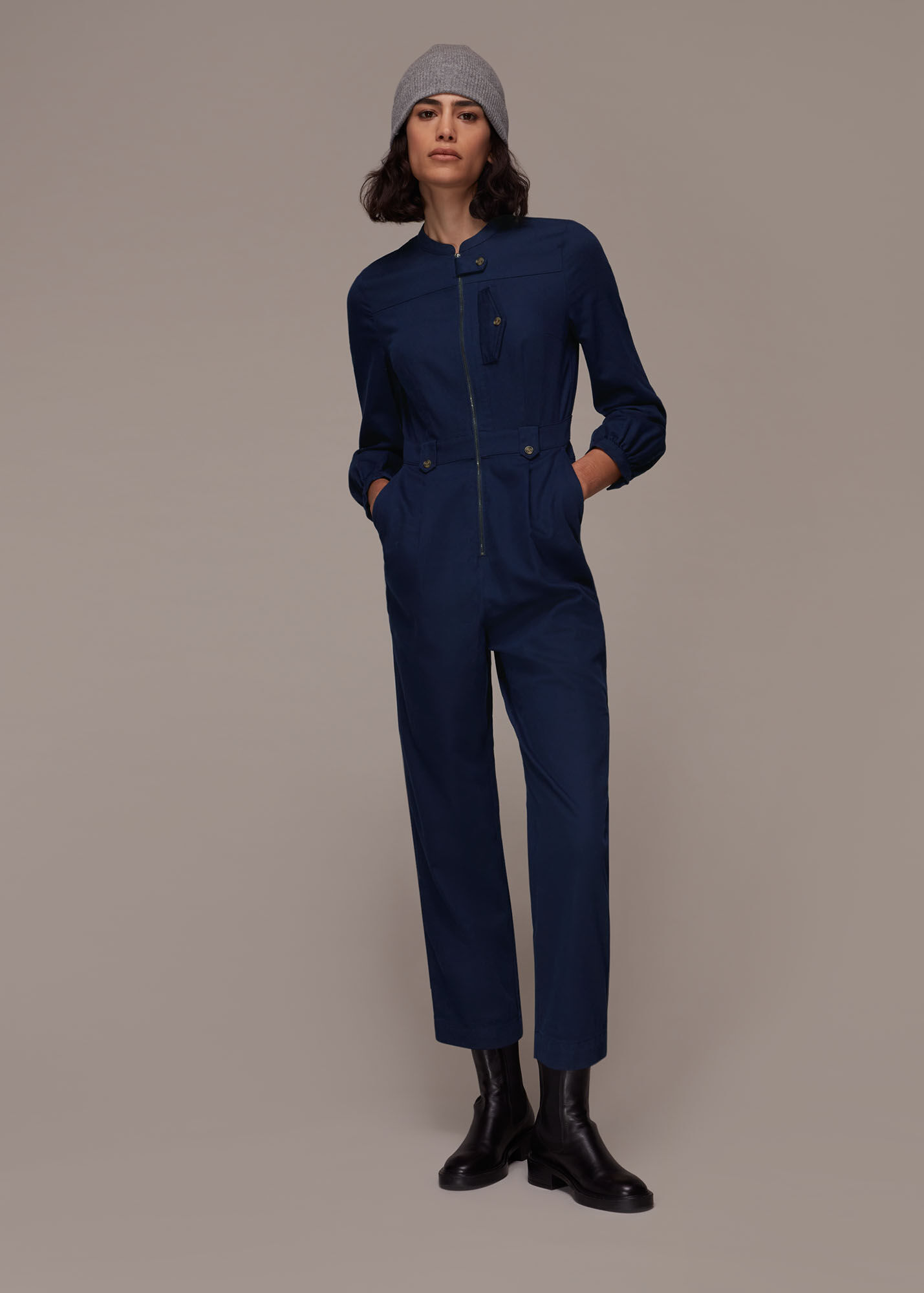 Navy Milou Pocket Jumpsuit WHISTLES