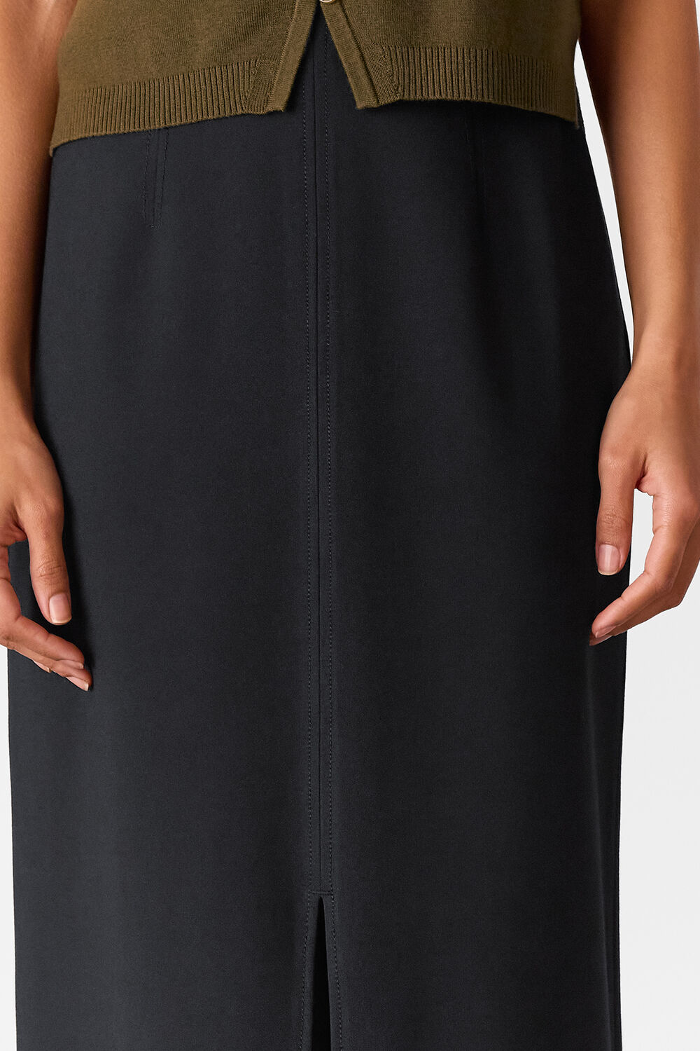 Black Ponte Straight Skirt