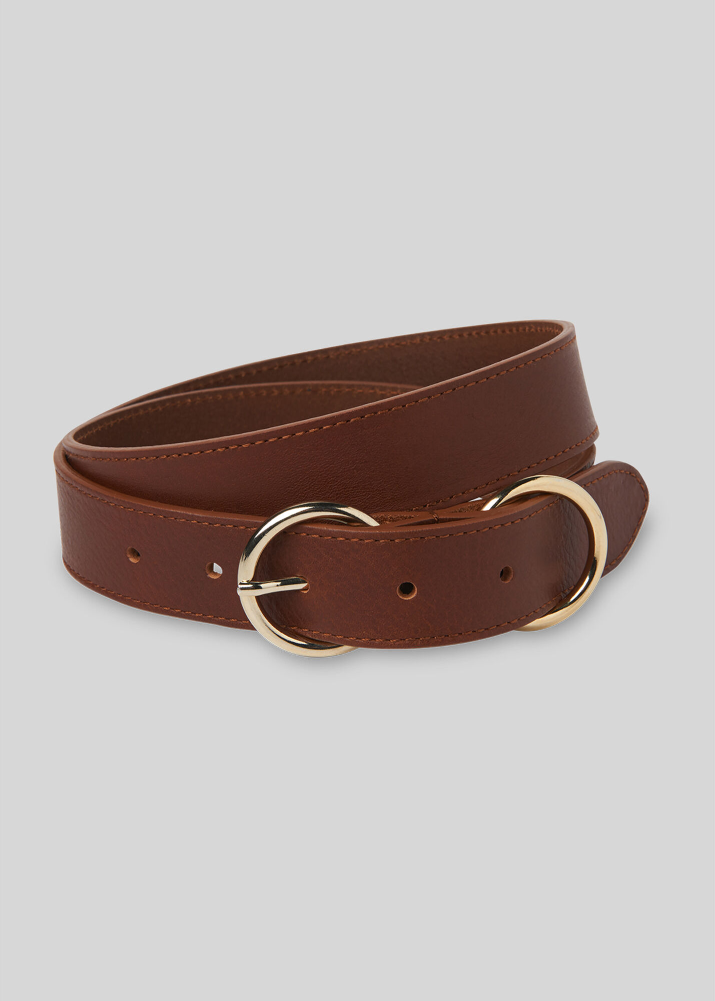 Brown Double Ring Buckle Belt | WHISTLES | Whistles UK |