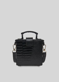 Estar Shiny Croc Box Bag Black
