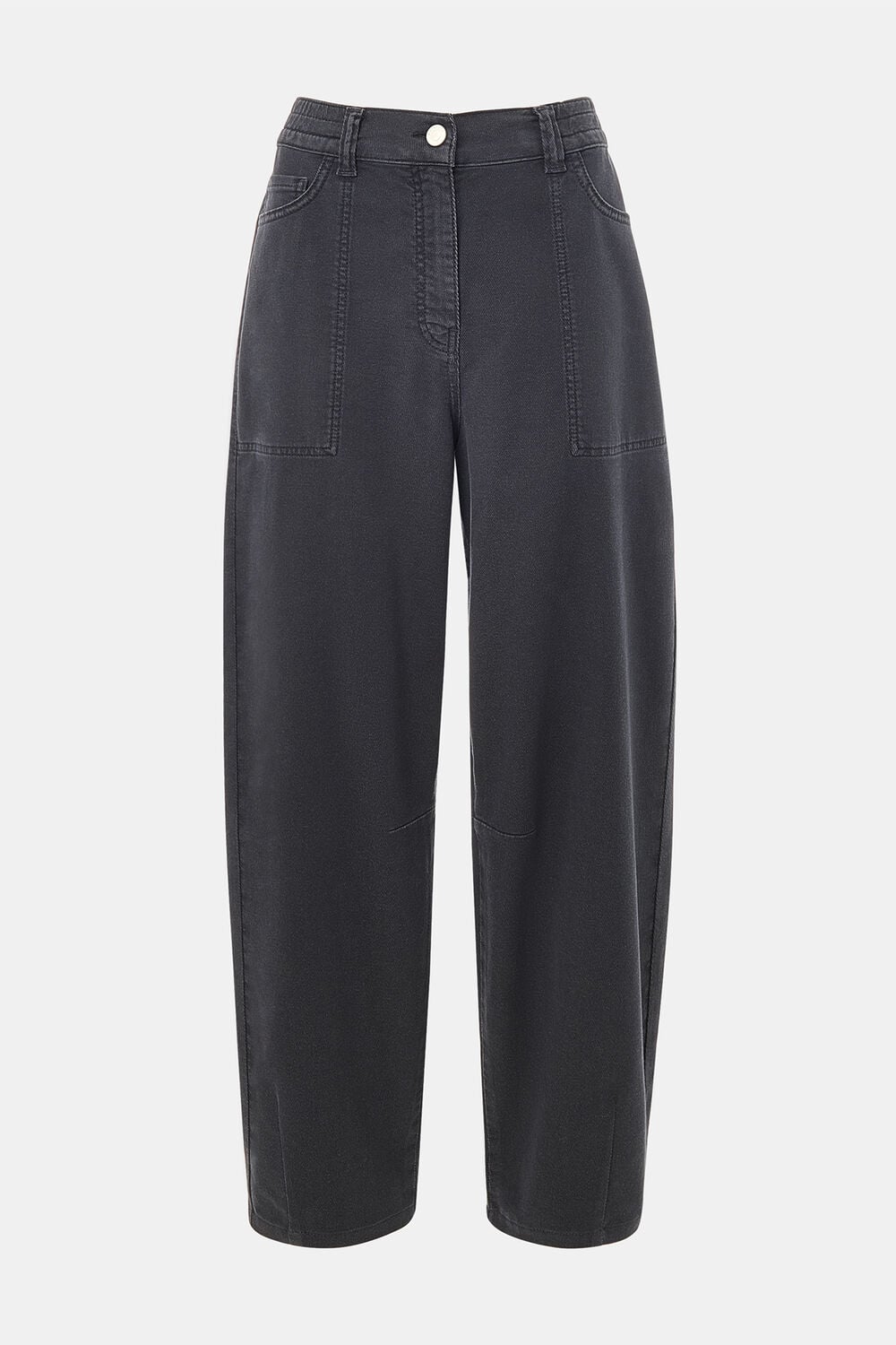 Black Casual Cotton Barrel Trouser